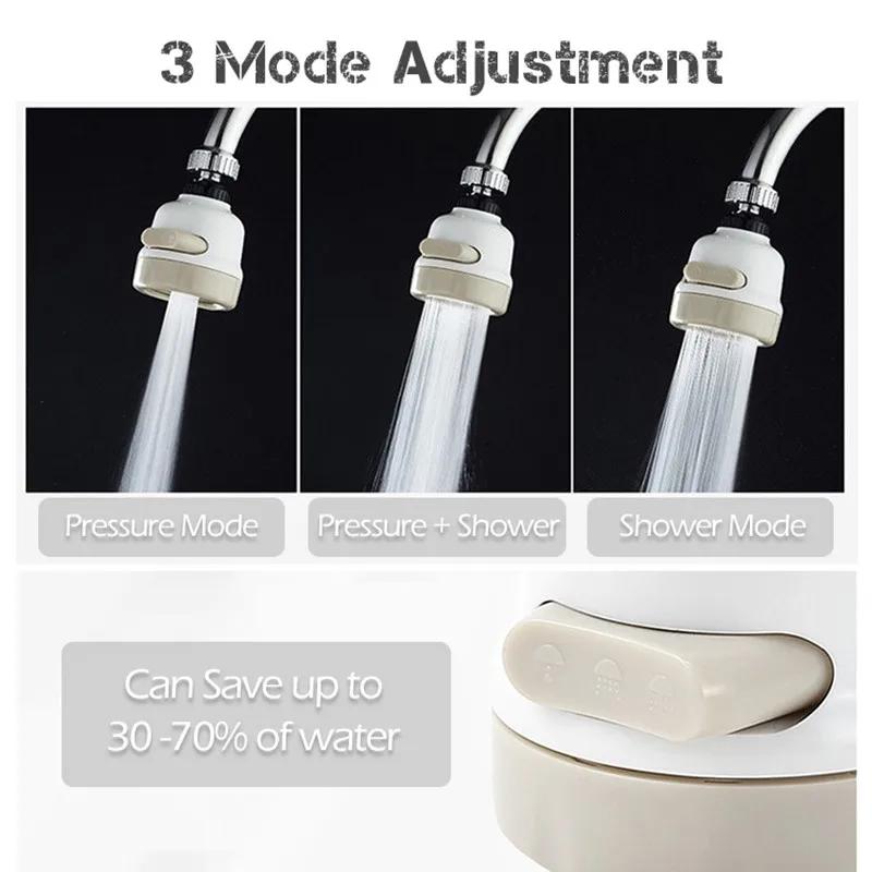 Nozzle Modes Rotatable Flexible Faucet Aerator Adjustable Booster Tap Head Shower Diffuser Anti-Splash Kitchen Accessories