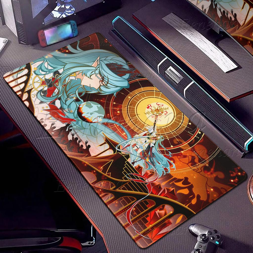 Genshin Impact Mauspad Anime Ästhetik Gaming Verriegelungskante Großes Computerspiel Großes Gummi-Mauspad Laptop-Matte Schreibtischzubehör