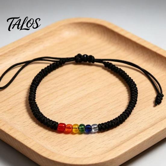 Adjustable Braided Bracelet Rainbow Beads for Men Women, Handmade Cute Small Gift Friends String Bracelet, Woven Rope Wristband Colorful Rice