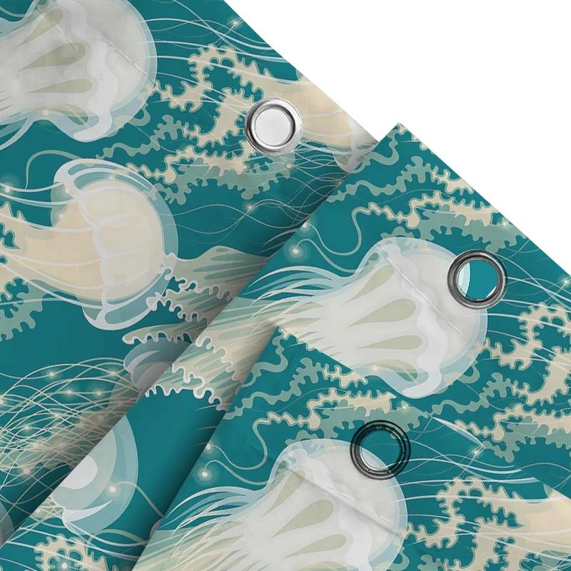 Elegant Jellyfish Pattern Shower Curtain For Modern Bathroom Decor Creative And Artistic Design Waterproof And Durable Easyclean