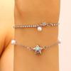 Earrings Necklace Star Shape Ear Studs with Imitation Pearl Detail Adjustable Chain Bracelet Dating Gatherings Jewelry Gift