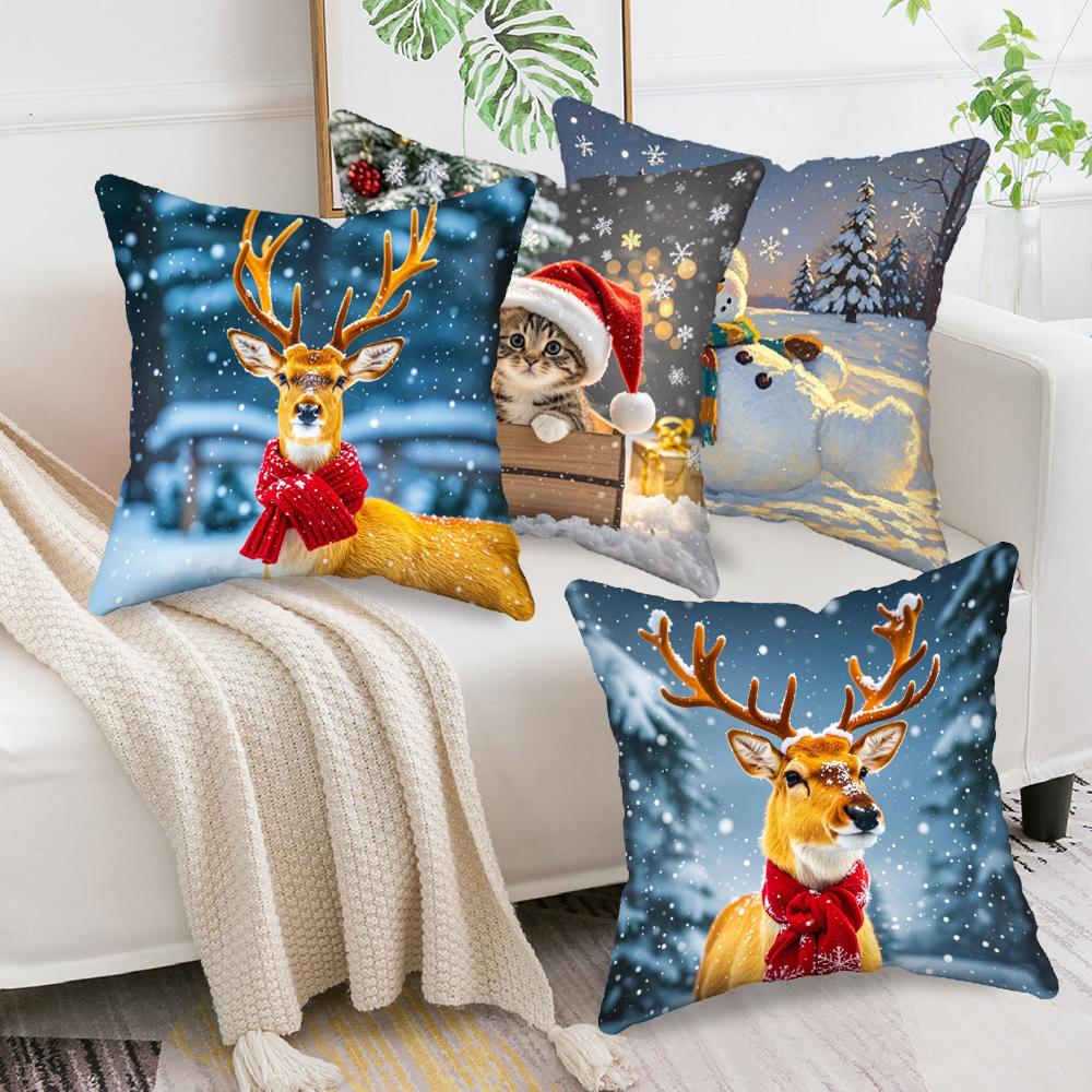 pc Pillow Case Christmas Animals Cushion Cover Throw Pillow Case Sofa Home Decorative Pillows Cover
