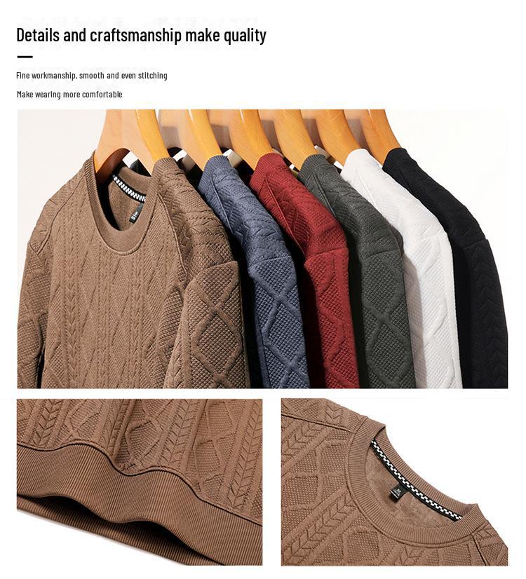Men's Solid Color Pullover Sweater - Long Sleeve, Casual Round Neck T-Shirt