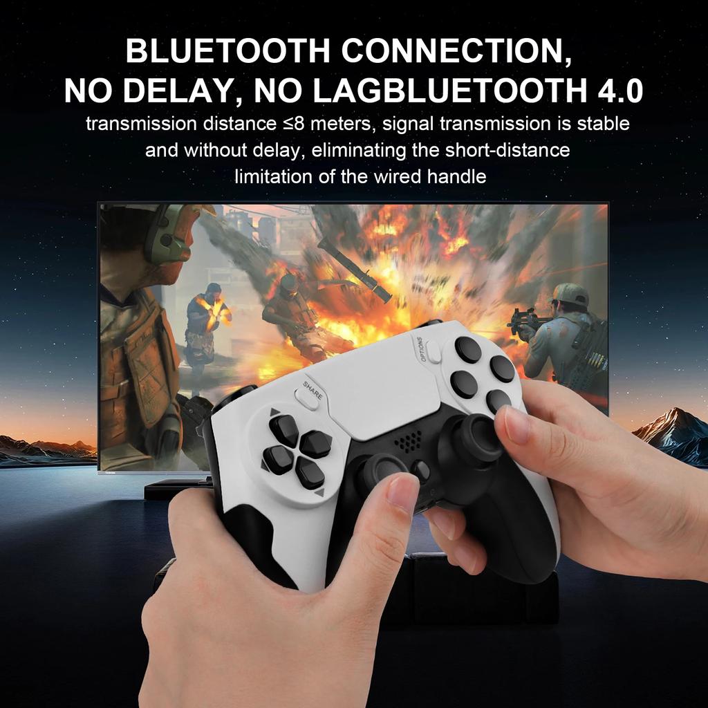 Wireless Controller BT Gamepad Double Vibration No Latency with Touchpad Microphone Earphone Port for PS4 PS3 PC
