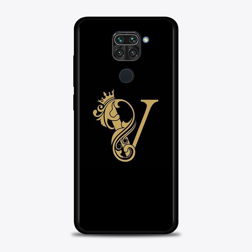 Shell For Xiaomi Redmi Note 11 10 9 8 7 Pro Max 9T 8T 9S Case for Redmi 10 9 8 9C 9A 8A 7A Luxury Golden yellow Crown Letter A-Z