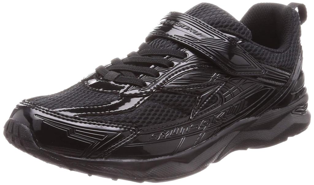 Shunsoku Sneakers for Boys and White and School Wide SJJ cm Kids, Girls, Black, Shoes, Width, Lightweight, 19-24.5cm, 3E, 6050, Black/Black, 19.0