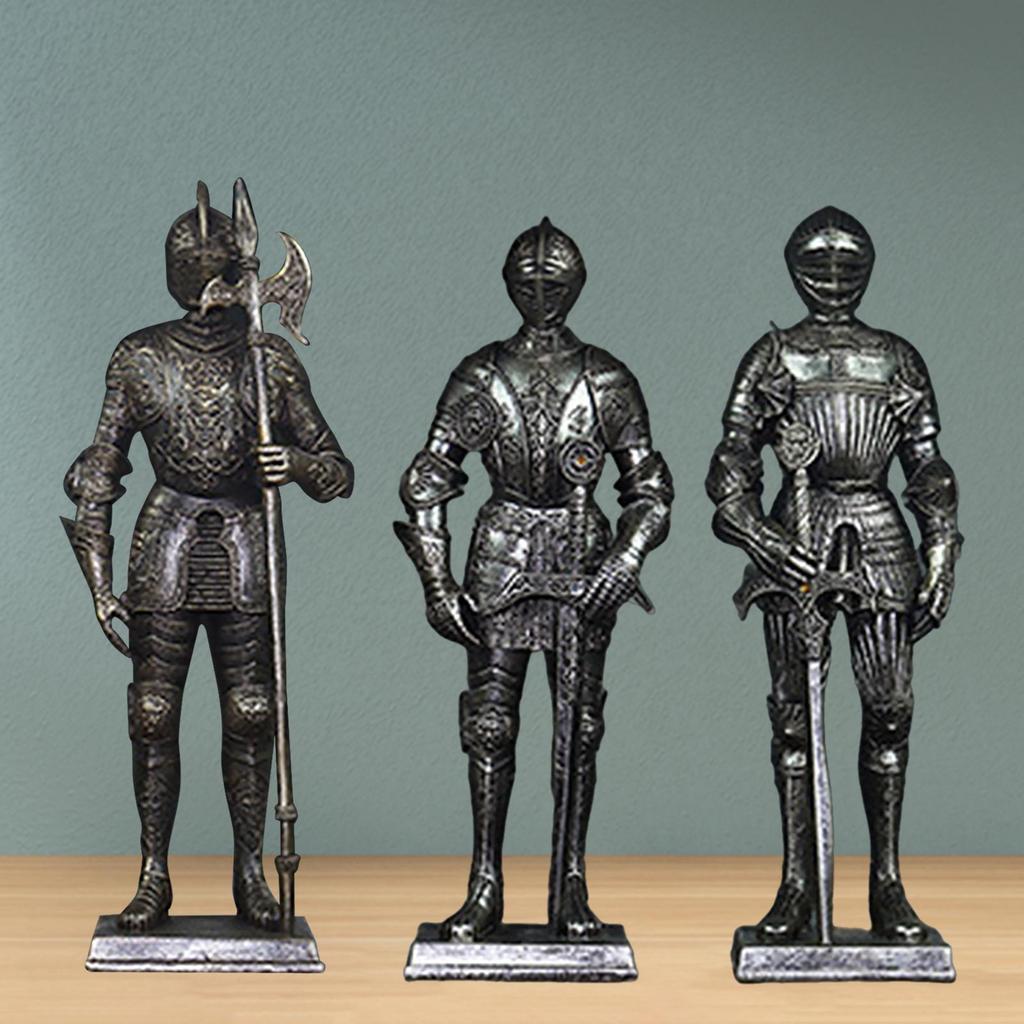 Knight Statue Creative Vintage Art Crafts Decorative Figurine Tabletop Ornament for Desk Shelf Living Room Entrance Home Decor