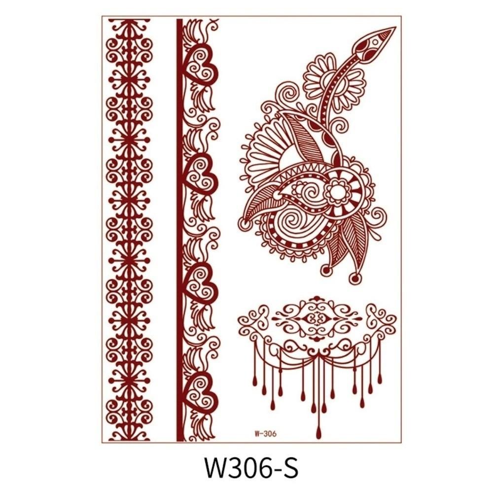Lace Fake Tattoo Temporary Tattoo Red Mehndi Stickers Body Art Sticker Women/Lady
