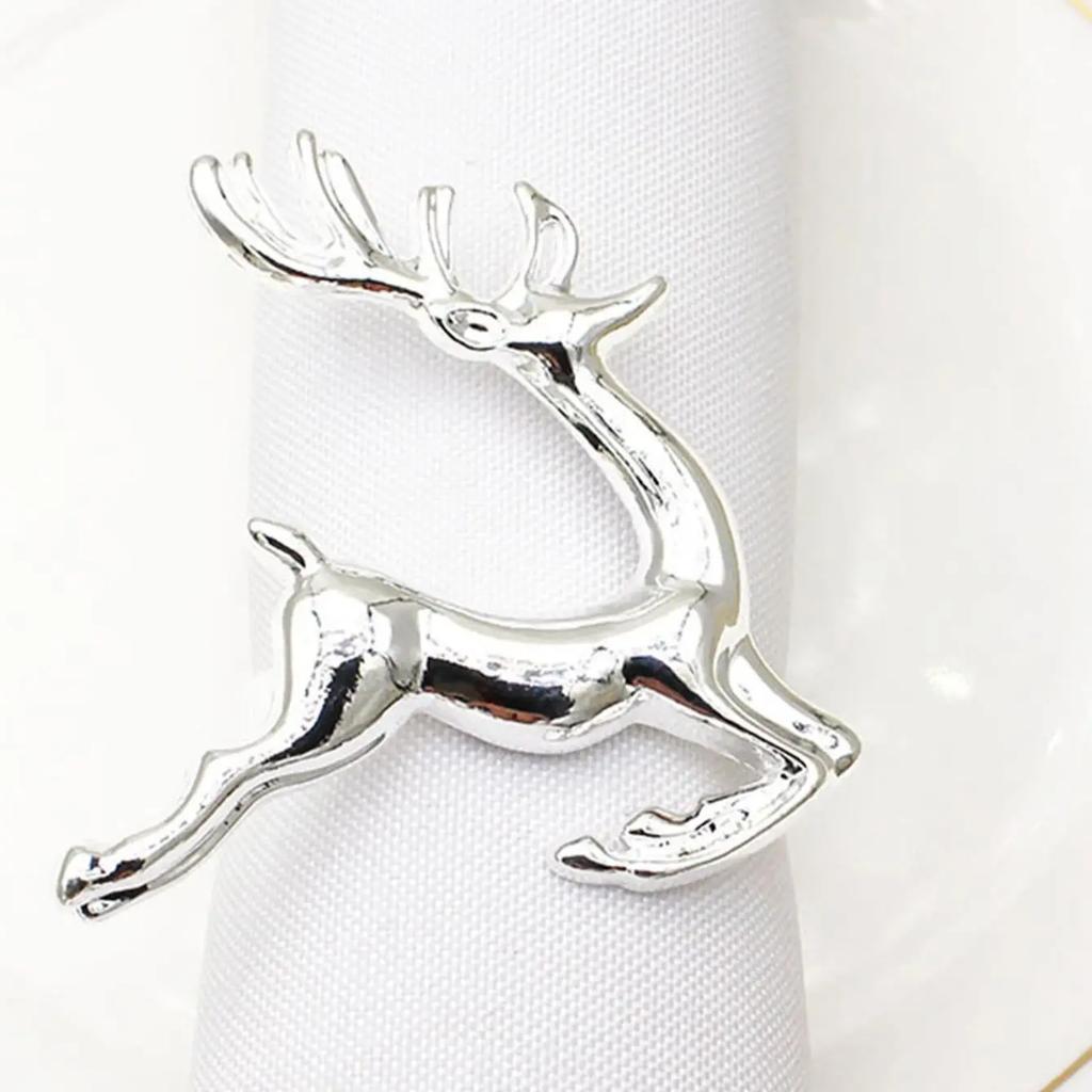 1 Stück-Restaurant Hochzeitsfeier Esstisch De Weihnachten Elch Hirsch Serviettenringe Goldlegierung Serviettenhalter Serviettenringhalter Hotel