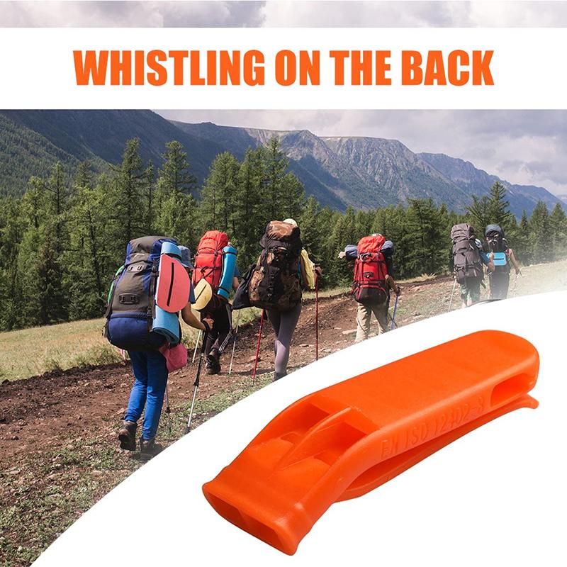 1/10 Stück PP Kunststoff Outdoor Camping Wandern Überleben Rettung Notfall Laute Pfeife Sportspiel Doppelpfeife Dualbandpfeife