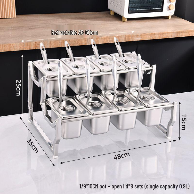Commercial Stainless Steel Multi-Compartment Condiment Tray Set for Milk Tea Shop