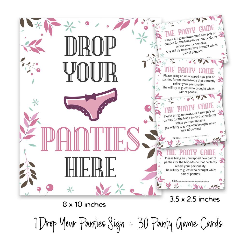 Inkdotpot White Girls Night Out Bachelorette Party Panty Game Floral Bridal Shower Game 1 SignA    30 Size