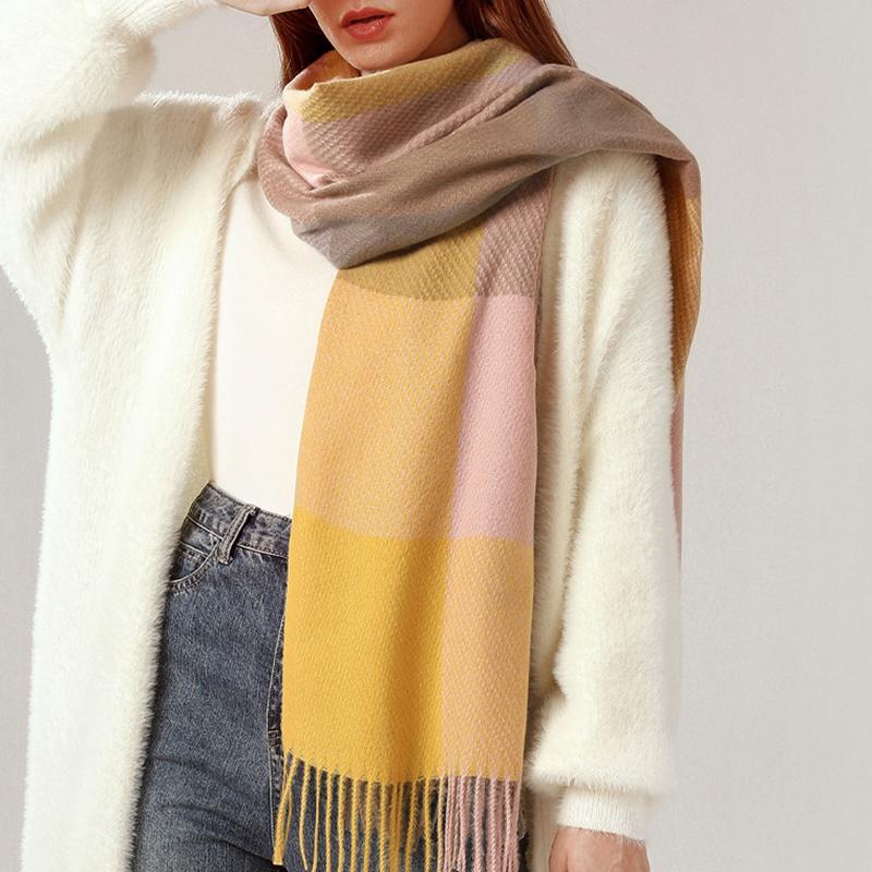 Sciarpa da donna a righe a quadri, scialle, autunno inverno