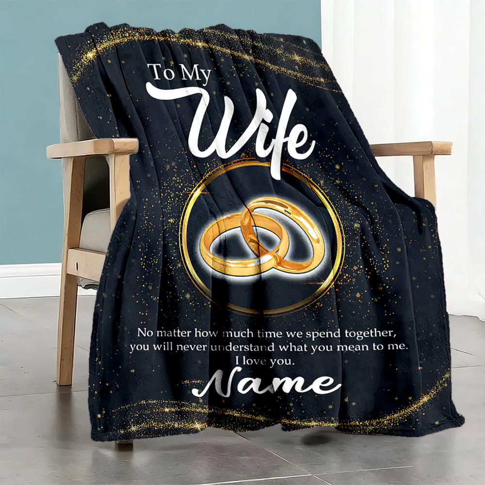 Wife Customize Text Blanket Throw Customizable Blanket Soft Warm Cozy Versatile for Bed Office Chair Office Seaside Four Seasons Universal