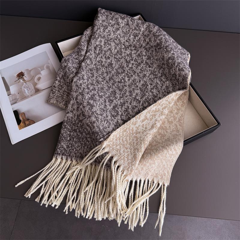 Neck Warmer Scarf For Wome Winter Thickened Tassel Pashmina Shawl Faux Cashmere Warps Autumn Elegant Ladies Blanket For Men