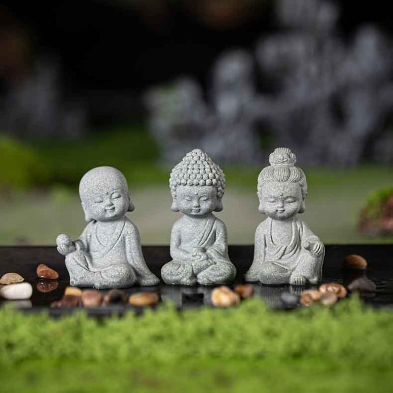 Chinese Style Buddha Statue Cute Little Monk Figurines Fish Tank Moss Landscaping Zen Oriental Aesthetic Garden Decoration