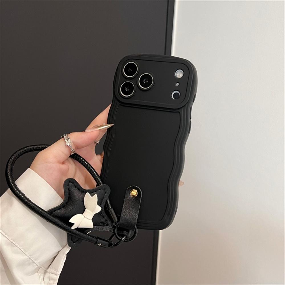 

Wrist Strap Silicone Soft Wave Phone Case for IPhone 17 Air 16E 16 15 Plus 14 13 12 11 Pro Max Protection Full Lens Cover iPhone 16 Plus