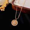 Top Quality Trendy Exquisite Gold Round Pendant Necklace with Zircon Women Luxury Brass Choker Necklace