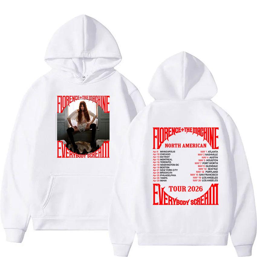 Rock Band Florence The Machine Everybody Scream Tour 2026 Hoodie Unisex Punk Hip Hop Fashion Pullover Sweatshirt Streetwear