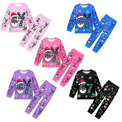 19698 Detské Chlapčenské Dievčenské Vianočné Ukradni Mozog 67 Šesť Sedem Potlač Tričko s Dlhým Rukávom Nohavice Pyžamo Súpravy na Spanie