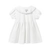 Baby Summer Short Puff Sleeve Embroidered Collared Dress for Toddler Size 90 [LSMUDKINGDOM] One-Piece A-Line Girls, White,