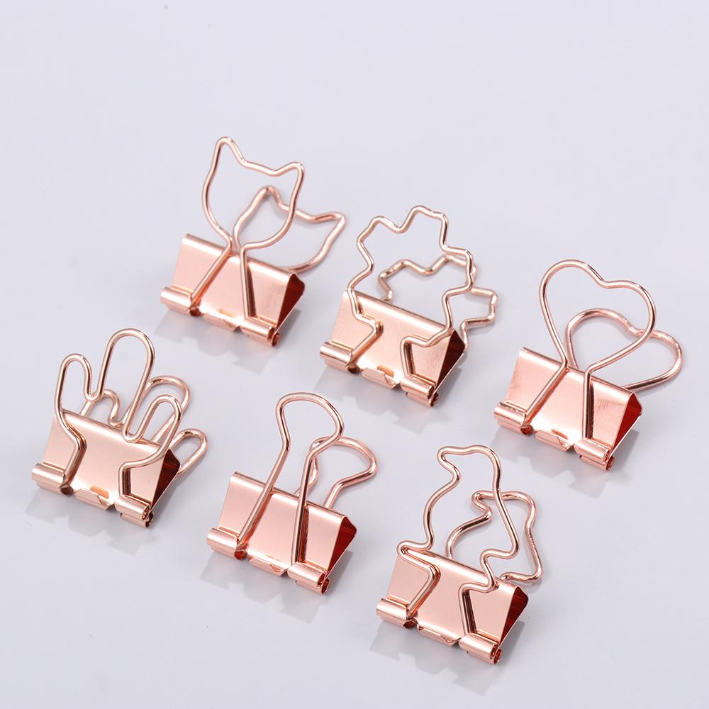 10pcs New Stationery Cat Heart Cactus Book Office Supplies Paper Clip Binder Clips Metal