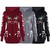 Women Casual Long Sleeve Pullover Hooded Cat Style Sweatshirt
