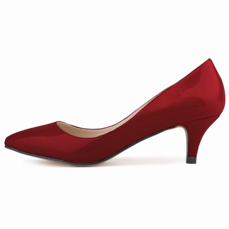 Classic Sexy Pointed Low Med Kitten Heels Women Pumps Shoes Spring Brand Design Wedding Dress