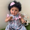 24 Inch Black Skin Reborn Baby Dolls Suesue Soft Cloth Body Real Life Newborn Dolls Handmade Rooted Curly Hair Realistic Baby Dolls for Kids Xmas Gift