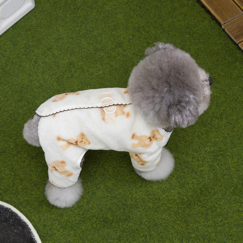 

Pet Plush Jumpsuit Dog Clothes for Small Dog Clothes Autumn Winter Warm Bear Velvet Sweet Kitten Puppy Cute Pullover Chihuahua XS білий