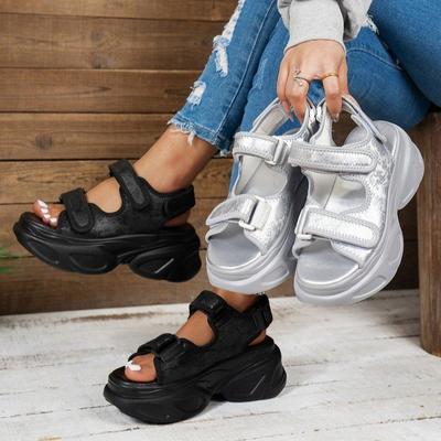 Muffin Large Size Cool Women 2025 Summer New Velcro Open-toed Roman Sandals Fish Mouth Platform Sandals Women
