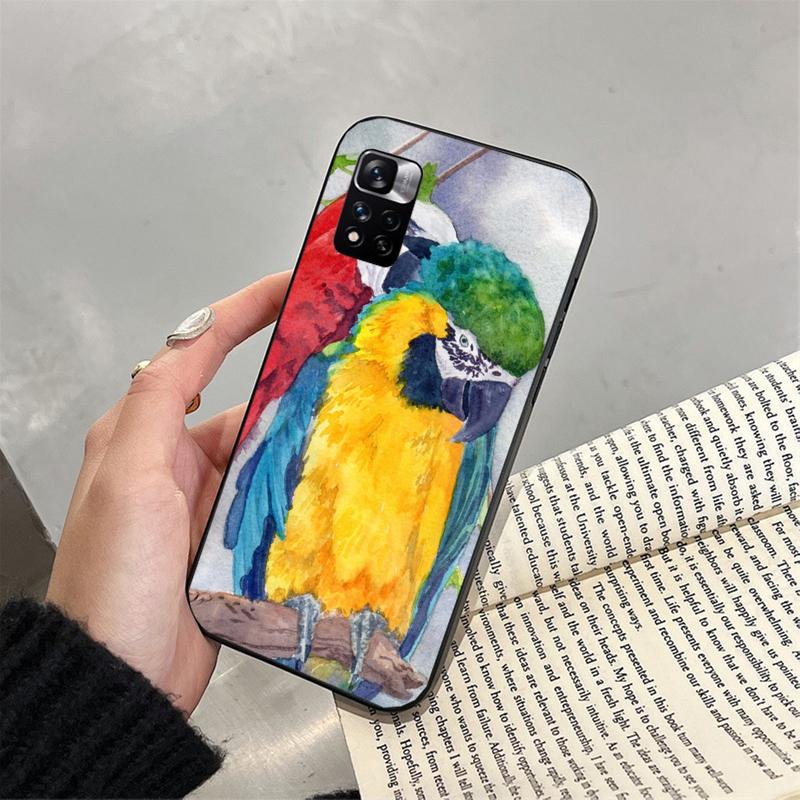Pouzdro na telefon s papouškem ara pro Xiaomi Redmi note 13 12 Pro 11S 11 10 Pro 10S 12S Redmi 10 13C 9C