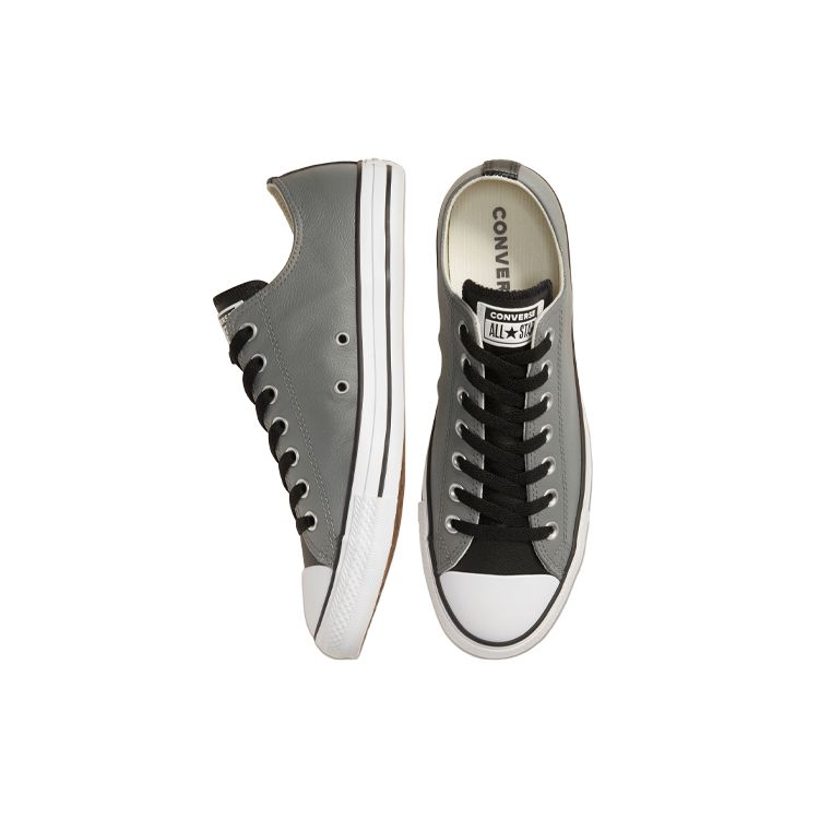 Converse Chuck Taylor All Star Synthetic Leather Non-Slip Durable Low-Top Skate Shoes Unisex Sneaker Silver Gray 168542C