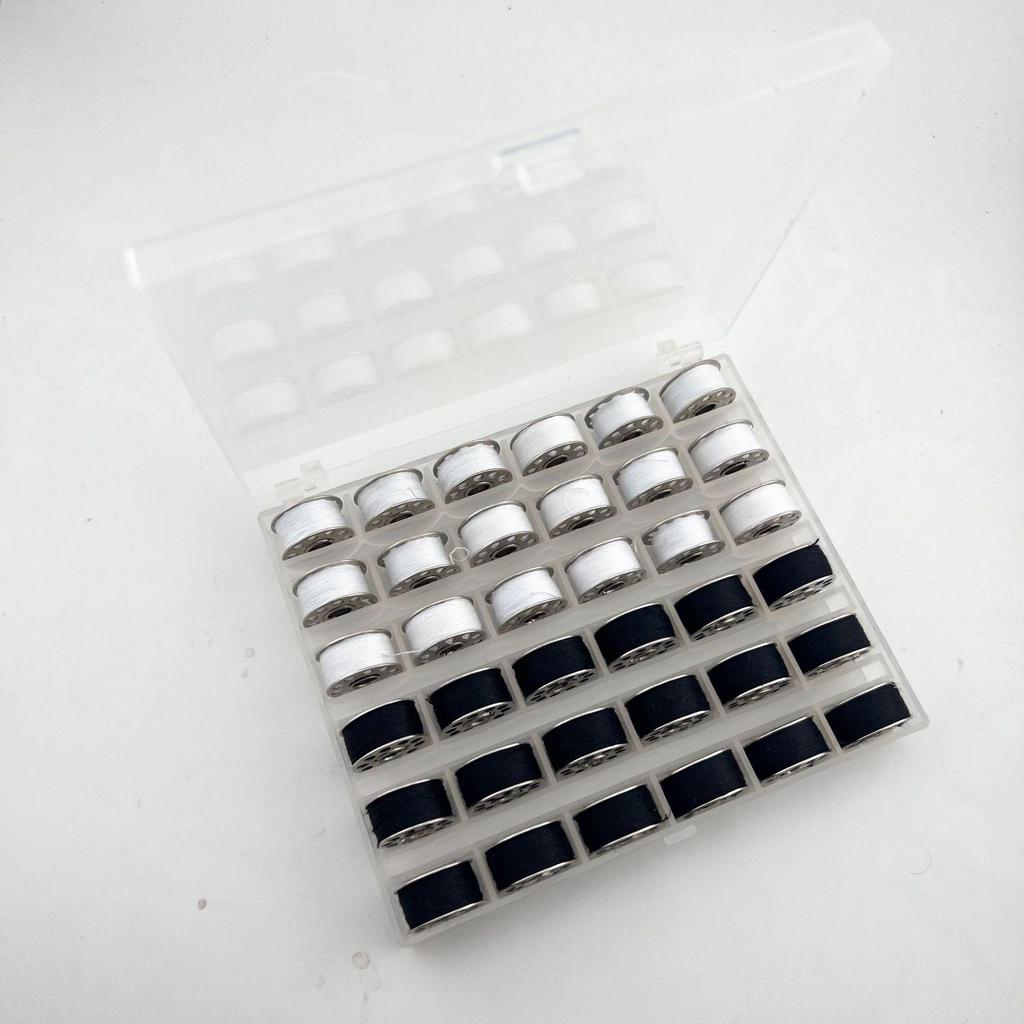 Multi-Specification Household Bobbin Set: Colored Transparent and Metal Bobbins with Thread