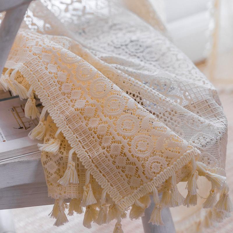 Curtain Finished Hollow Crochet Light Transmission American Country Balcony Bedroom Bay Window Retro Window Screen Curtain