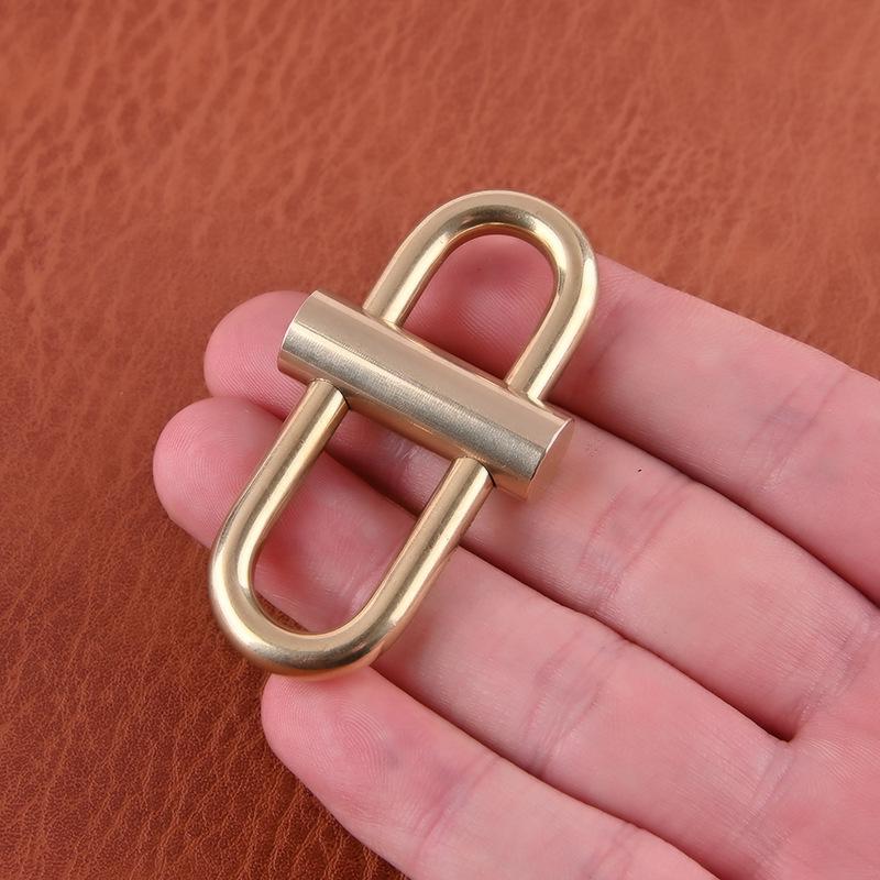 Brass Handmade Luban Lock Keychain with Quick Release Buckle and Waist Hanger.