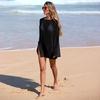 Women's Fashion Sheer Beach Dress Knit Texture Mesh Fabric Mesh Coverup Lightweight Boho Bikini Cover Up Beach Wear