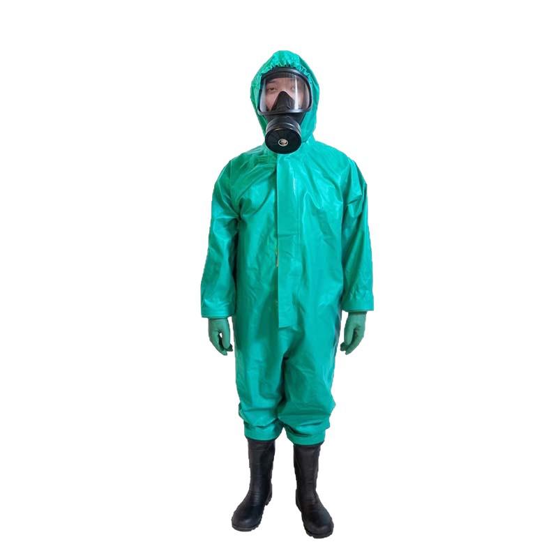 Grüner chemikalienbeständiger PVC-Anzug: Säure- und alkalibeständiger, Ganzkörper-, flüssigkeitsdichter, langlebiger Notfall-Feuerwehrschutzkleidung
