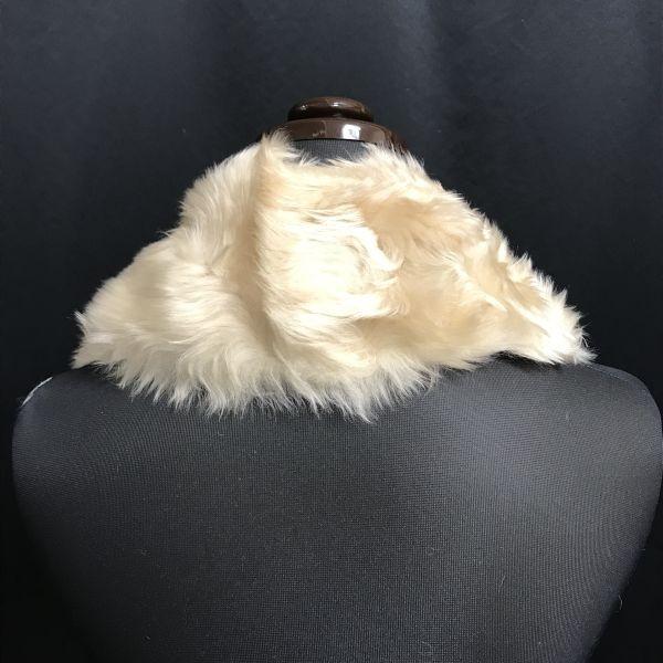 England Made Sheepskin Fur Tippet Muffler 76cm Width 6-9cm Beige Clip Type(USED)