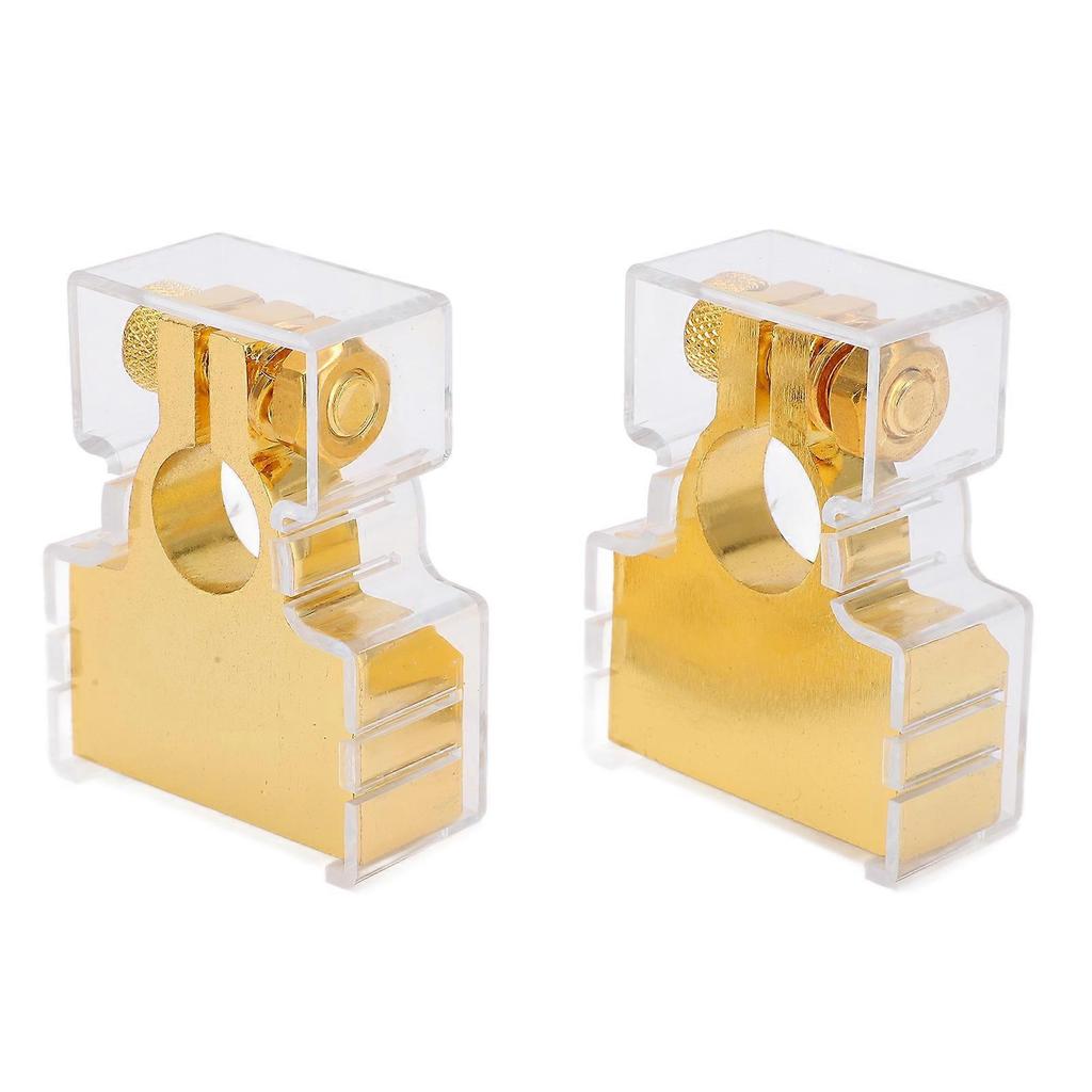 Pair Car Battery Terminal Connector Top Post Negative Positive Zinc Alloy Oxidation ResistantGold