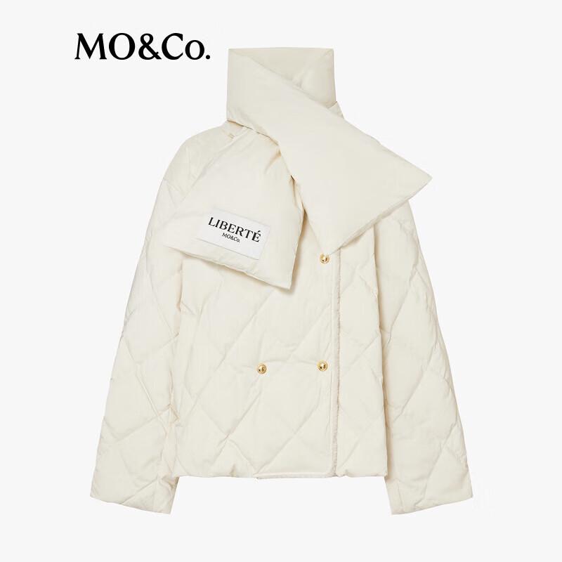 MO&Co. Women's 2-Piece Diamond Quilted 90% Duck Down Jacket with Scarf