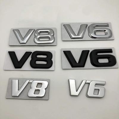 3D Metal V6 V8 Logo Letter Car Wing Fender Rear Trunk Emblem Badge Decal Body Stickers Styling For Toyota Highlander Accessories