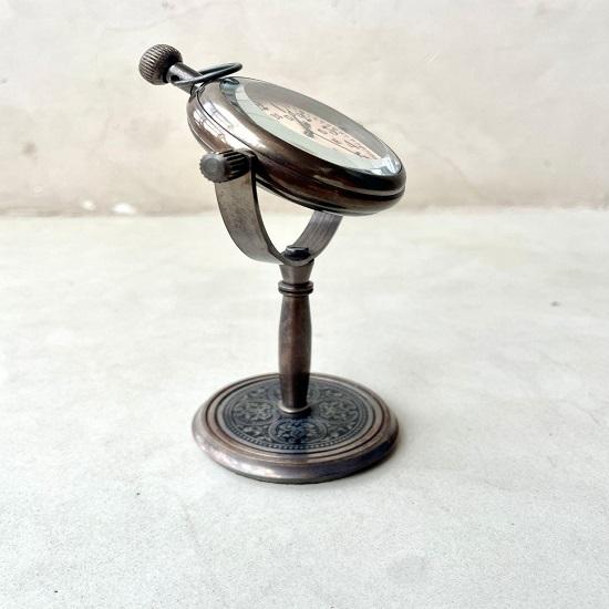 Classic Small Nautical Retro Brass Table Round Clock, Pole Stand