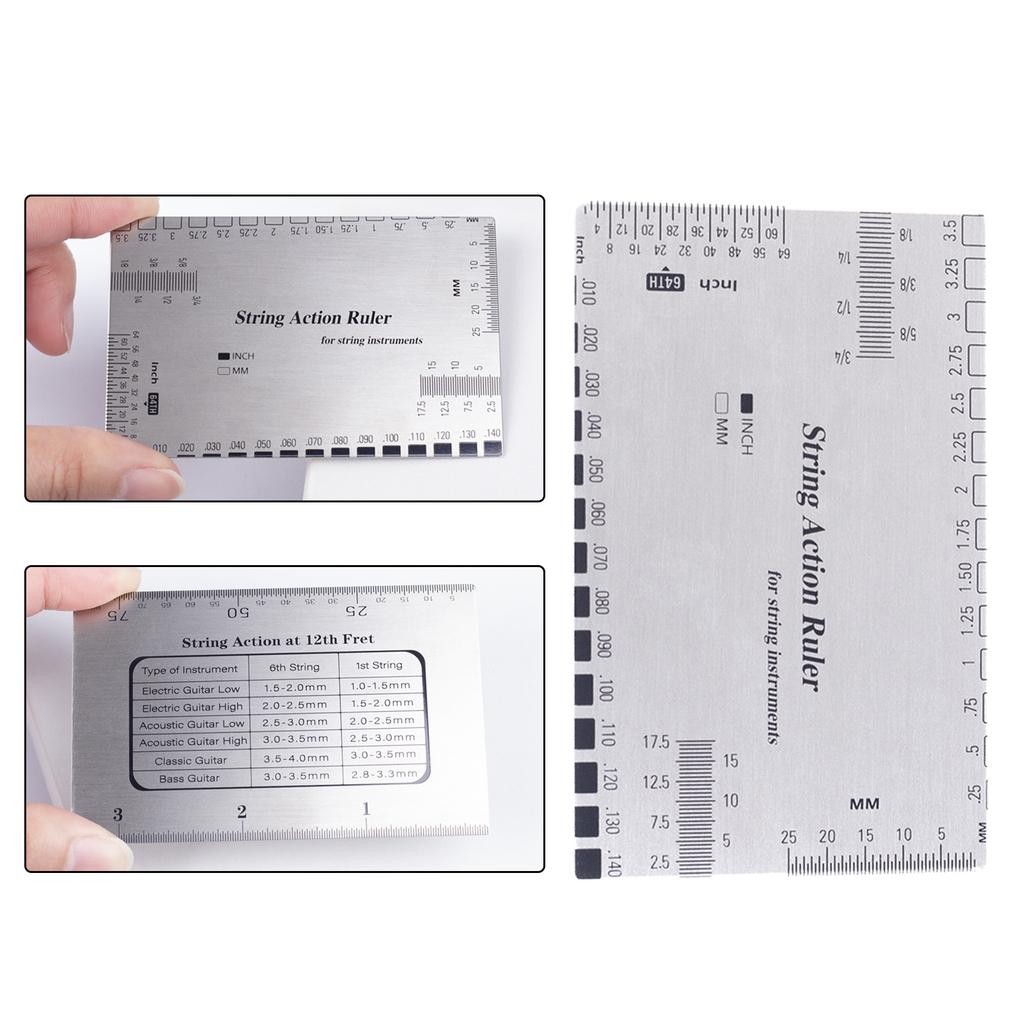 String Action Ruler Gauge Leveling Rulers Multi Instrument String Action Gauge for Guitarists and Instrument Technicians