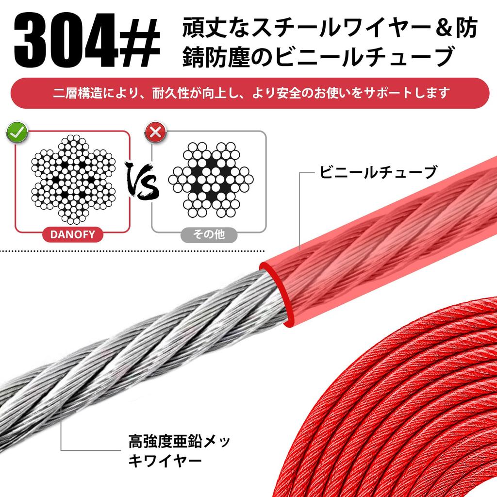 DANOFY Dog Wire Tether Lead Cable Dog Tether Cable 5mm Carabiner with Lock Runner Cable Training Lead for Outdoor Garden Camping Suitable for Medium