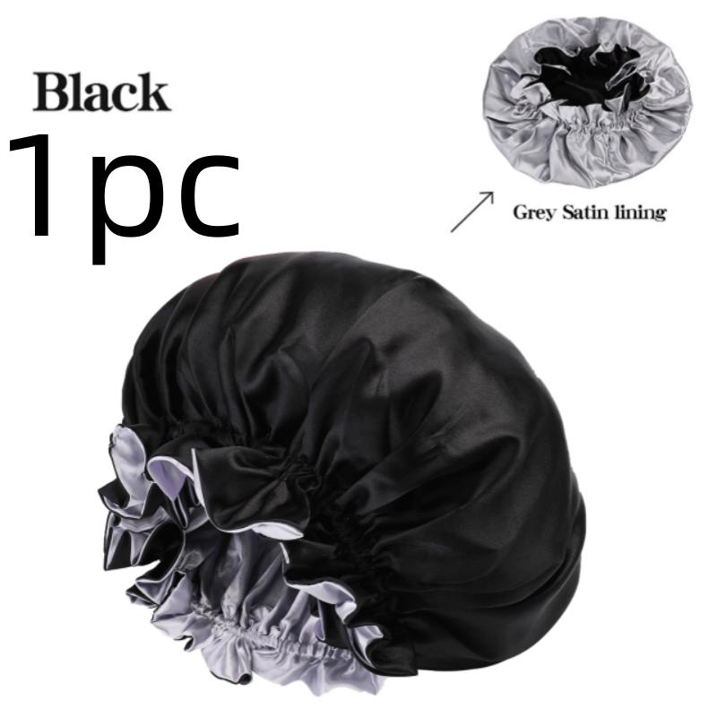 Luxurious Satin Sleep Cap Soft Wide Brim Nightcap Unisex Night Sleeping Bonnet with Wide Elastic Band Bath Hat For All Hair Type