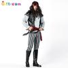 Fashionable Fabric Polyester Black And White Pirate Costume For Men Great For Halloween And Events