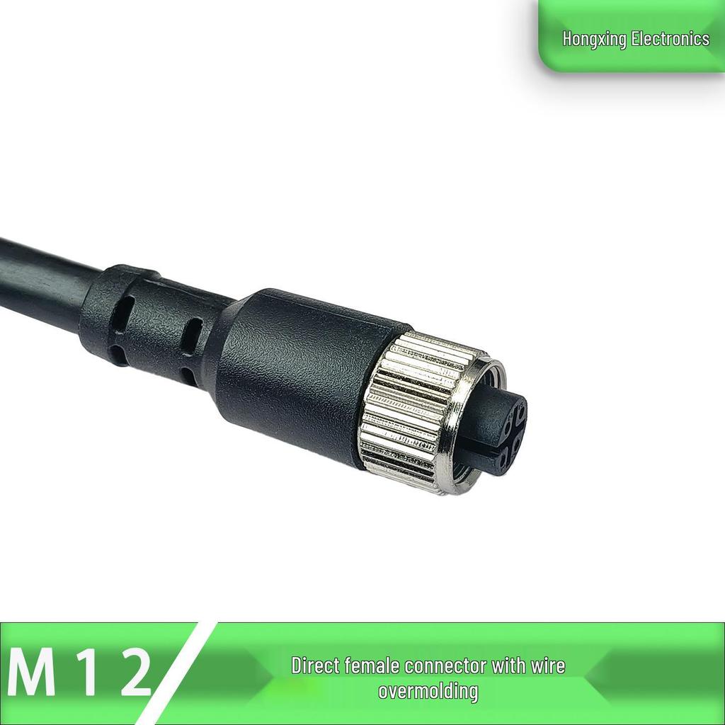 M12 Aviation Plug with Cable | Injection Molded Straight/Bent Male/Female 8-Pin Waterproof Sensor Connector, 4P, 5 Core