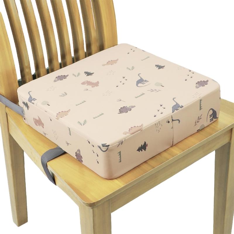 Booster Seat for Dining Table Printed Pattern Kids Booster Seat with Safety Buckles Anti-Slip Bottom Heightening Cushion