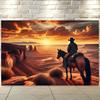 2d Sunset Cowboy Tapestry Western Wall Hanging Desert Landscape Art Decor For Living Room Bedroom Home Office Boho Rustic Style